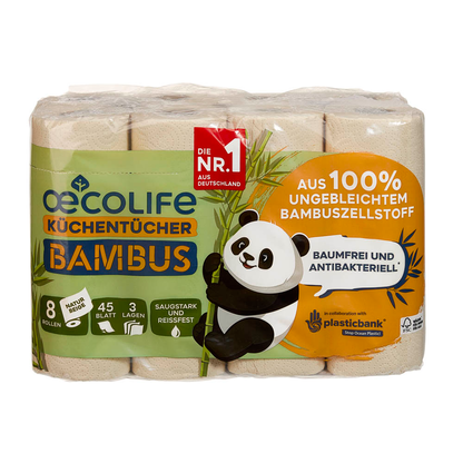 Artikelbild 4 für oecolife Küchenrollen Bambus 3-lagig, 8 Rollen, Artikelnummer 671879