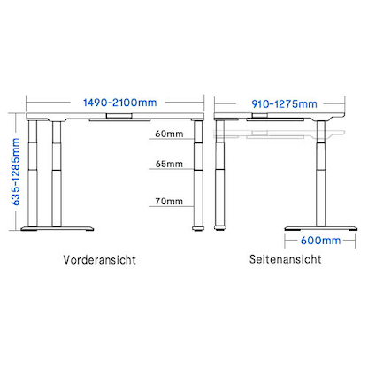 Artikelbild 2 für FlexiSpot E7L elektrisch höhenverstellbares Schreibtischgestell weiß ohne Tischplatte, T-Fuß-Gestell weiß 127,5 - 210,0 x 60,0 - 80,0 cm, Artikelnummer 444879