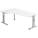 Artikelbild 1 für HAMMERBACHER OS 82 höhenverstellbarer Schreibtisch weiß L-Form, C-Fuß-Gestell silber 200,0 x 80,0/120,0 cm, Artikelnummer 657332