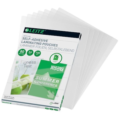 Artikelbild 7 für 100 LEITZ Laminierfolien glänzend für A4 80 micron selbstklebender Rücken, Artikelnummer 394655