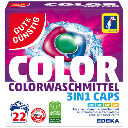 Artikelbild für GUT&GÜNSTIG COLOR Waschmittel Caps, 22 Pads, Artikelnummer 990434