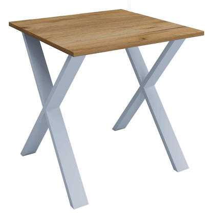 Artikelbild 6 für VCM my office Lona Schreibtisch honig-eiche quadratisch, X-Fuß-Gestell silber 80,0 x 80,0 cm, Artikelnummer 268278