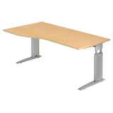 Artikelbild 1 für HAMMERBACHER US18 höhenverstellbarer Schreibtisch ahorn Trapezform, C-Fuß-Gestell silber 180,0 x 100,0 cm, Artikelnummer 861106