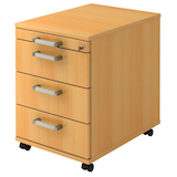 Artikelbild 1 für HAMMERBACHER Solid AC30 Rollcontainer buche 4 Auszüge 42,8 x 58,0 x 59,0 cm, Artikelnummer 399365