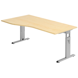 Artikelbild 1 für HAMMERBACHER OS 18 höhenverstellbarer Schreibtisch ahorn Trapezform, C-Fuß-Gestell silber 180,0 x 80,0/100,0 cm, Artikelnummer 656855