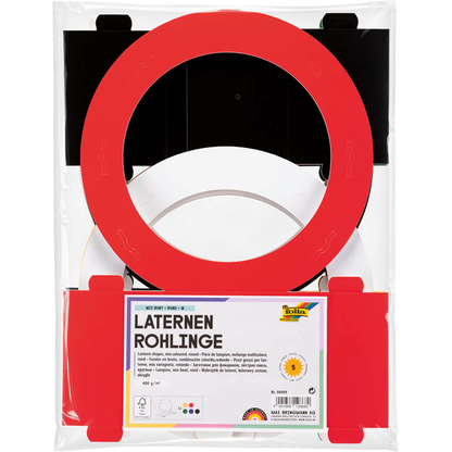 Artikelbild für folia Bastelset Laternenrohling rund sortiert gelb/rot/grün/blau/schwarz, Artikelnummer 130908