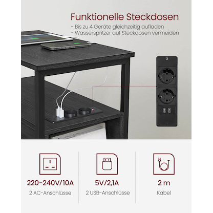 Artikelbild 9 für VASAGLE Beistelltisch anthrazit 35,0 x 60,0 x 61,0 cm, Artikelnummer 291159