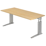 Artikelbild 1 für HAMMERBACHER US19 höhenverstellbarer Schreibtisch ahorn rechteckig, C-Fuß-Gestell silber 180,0 x 80,0 cm, Artikelnummer 859619