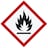Gefahren-Piktogramm mit Flamme in schwarzer Farbe: Kennzeichnung für entzündliche Stoffe.