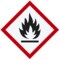 Gefahren-Piktogramm mit Flamme in schwarzer Farbe: Kennzeichnung für entzündliche Stoffe.