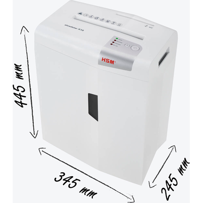 Artikelbild 10 für AKTION: HSM shredstar X10 Aktenvernichter mit Partikelschnitt P-4, 4,5 x 30 mm, bis 10 Blatt, weiß, Artikelnummer 355127