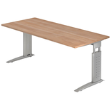 Artikelbild 1 für HAMMERBACHER US19 höhenverstellbarer Schreibtisch nussbaum rechteckig, C-Fuß-Gestell silber 180,0 x 80,0 cm, Artikelnummer 859494