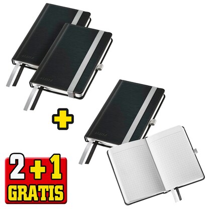Artikelbild 12 für 2 + 1 GRATIS: 2 LEITZ Notizbuch DIN A6 kariert, satin schwarz Hardcover 160 Seiten + GRATIS 1 St., Artikelnummer 720658