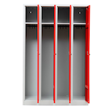 Artikelbild 1 für Gürkan Spind lichtgrau, feuerrot 105038, 4 Schließfächer 117,0 x 50,0 x 180,0 cm, Artikelnummer 560065