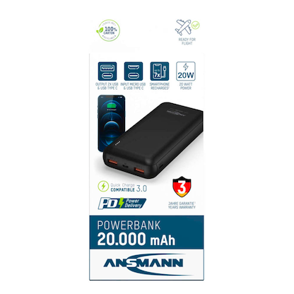 Artikelbild 13 für ANSMANN PB320PD Powerbank 20.000 mAh schwarz, Artikelnummer 654697