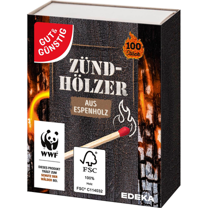 Artikelbild 2 für GUT&GÜNSTIG Streichhölzer TM-55 braun, 3x 100 St., Artikelnummer 422046