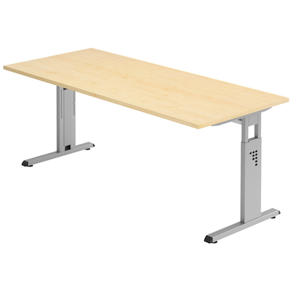 Artikelbild für HAMMERBACHER OS 19 höhenverstellbarer Schreibtisch ahorn rechteckig, C-Fuß-Gestell silber 180,0 x 80,0 cm, Artikelnummer 656936