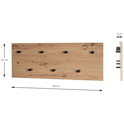 Artikelbild 2 für HAKU Möbel Wandgarderobe 37442 eiche Holz 7 Haken 80,0 x 30,0 cm, Artikelnummer 965470