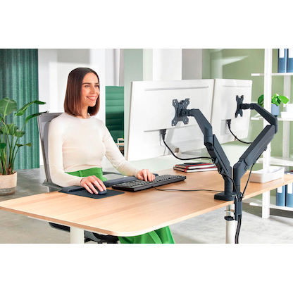 Artikelbild 4 für LEITZ Monitor-Halterung Ergo 65370089 dunkelgrau für 2 Monitore, Tischklemme, Artikelnummer 103727