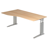 Artikelbild 1 für HAMMERBACHER US18 höhenverstellbarer Schreibtisch eiche Trapezform, C-Fuß-Gestell silber 180,0 x 100,0 cm, Artikelnummer 860609