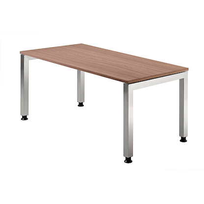 Artikelbild für HAMMERBACHER JS16 höhenverstellbarer Schreibtisch nussbaum rechteckig, 4-Fuß-Gestell silber 160,0 x 80,0 cm, Artikelnummer 864191