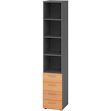 Artikelbild 1 für HAMMERBACHER Regalschrank 964S4, V964S4/G/6/BS grafit, buche 40,0 x 42,0 x 215,6 cm, Artikelnummer 380426