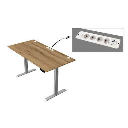 Artikelbild 2 für Kerkmann Move 1 plus elektrisch höhenverstellbarer Schreibtisch eiche rechteckig, T-Fuß-Gestell grau 160,0 x 80,0 cm, Artikelnummer 510189
