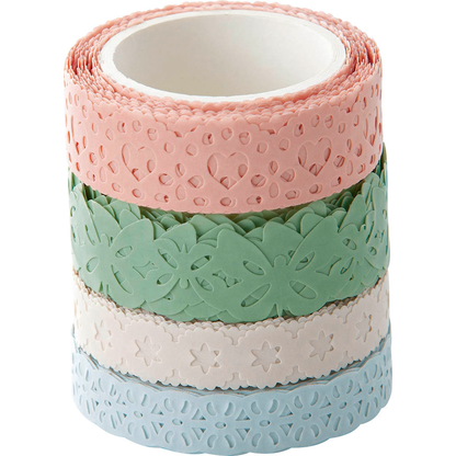 Artikelbild 2 für folia Washi Dekor pastell Deko-Klebeband matt 10,0/15,0 mm x 5,0 m 4 Rollen, Artikelnummer 192181