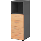 Artikelbild 1 für HAMMERBACHER Regalschrank 934S4 Popular, V934S4/G/6/BS grafit, buche 40,0 x 42,0 x 110,0 cm, Artikelnummer 380448