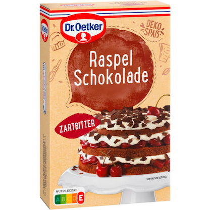 Artikelbild für Dr. Oetker Raspelschokolade Zartbitter 100,0 g, Artikelnummer 576656