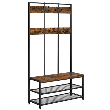Artikelbild 2 für VASAGLE Garderobenbank mit Haken und Schuhrost HSR86BXV1 braun, schwarz Metall 100,0 cm, Artikelnummer 262786