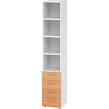 Artikelbild 1 für HAMMERBACHER Regalschrank 964S4, V964S4/W/6/BS buche, weiß 40,0 x 42,0 x 215,6 cm, Artikelnummer 380487