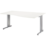 Artikelbild 1 für HAMMERBACHER NS18 Schreibtisch weiß Trapezform, C-Fuß-Gestell silber 180,0 x 80,0/100,0 cm, Artikelnummer 866968