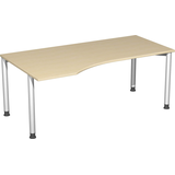 Artikelbild 1 für geramöbel Flex höhenverstellbarer Schreibtisch ahorn, silber Trapezform, 4-Fuß-Gestell ahorn 180,0 x 80,0/100,0 cm, Artikelnummer 879698