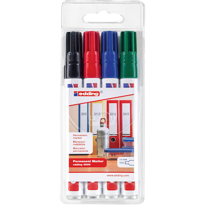 Artikelbild 9 für edding 3000 Permanentmarker farbsortiert 1,5 - 3,0 mm, 4 St., Artikelnummer 580410