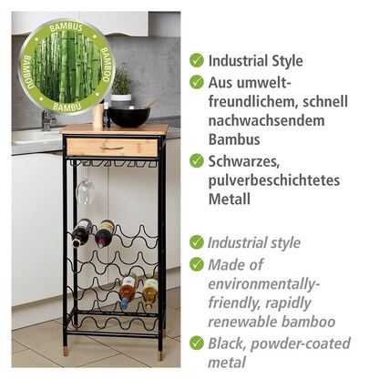 Artikelbild 3 für WENKO Weinregal Loft schwarz, braun 48,0 x 30,0 x 95,0 cm, Artikelnummer 530307