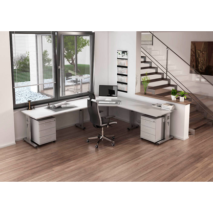 Artikelbild 4 für HAMMERBACHER Verbindungsplatte höhenverstellbar VLT12 lichtgrau, silber Trapezform 120,0 x 80,0 x 65,5 - 82,5 cm, Artikelnummer 656468