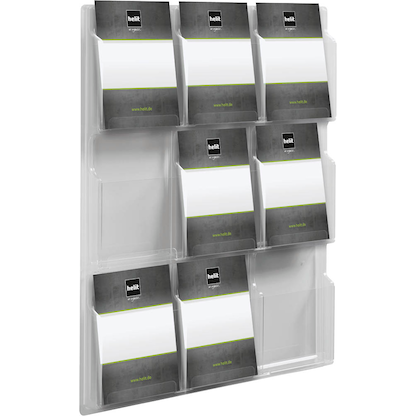 Artikelbild 2 für helit Wandprospekthalter transparent 9x DIN A4 9 Fächer, Artikelnummer 605758