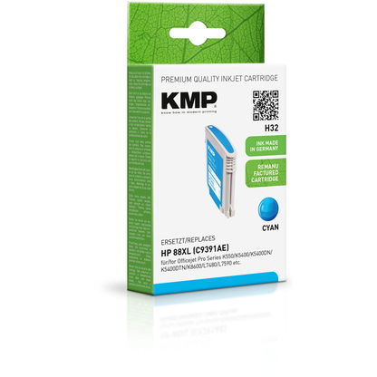 Artikelbild 2 für KMP H32 cyan Druckerpatrone kompatibel zu HP 88XL (C9391AE), Artikelnummer 640755
