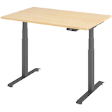 Artikelbild 1 für BaseLite elektrisch höhenverstellbarer Schreibtisch ahorn rechteckig, T-Fuß-Gestell grau 120,0 x 80,0 cm, Artikelnummer 270377