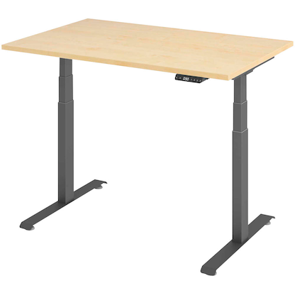 Artikelbild für BaseLite elektrisch höhenverstellbarer Schreibtisch ahorn rechteckig, T-Fuß-Gestell grau 120,0 x 80,0 cm, Artikelnummer 270377