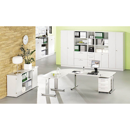 Artikelbild 4 für HAMMERBACHER Verbindungsplatte höhenverstellbar VLT12 weiß, silber Trapezform 120,0 x 80,0 x 65,5 - 82,5 cm, Artikelnummer 656506