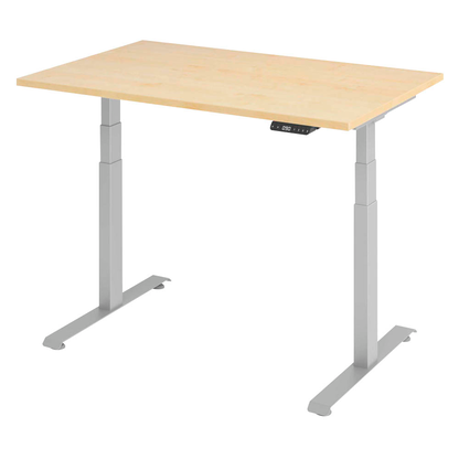 Artikelbild für BaseLite elektrisch höhenverstellbarer Schreibtisch ahorn rechteckig, T-Fuß-Gestell silber 120,0 x 80,0 cm, Artikelnummer 270399