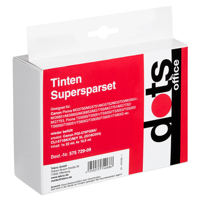 Artikelbild 2 für dots pigmentschwarz, schwarz, cyan, magenta, gelb Druckerpatronen kompatibel zu Canon PGI-570XL PGBK, CLI-571XL BK/C/M/Y , 5er-Set, Artikelnummer 575729