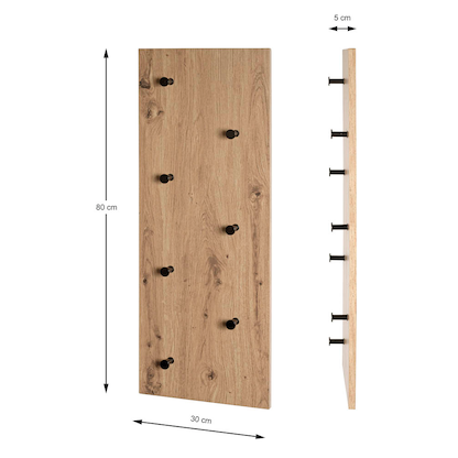 Artikelbild 3 für HAKU Möbel Wandgarderobe 37442 eiche Holz 7 Haken 80,0 x 30,0 cm, Artikelnummer 965470