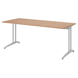 Artikelbild 1 für HAMMERBACHER BS19 Schreibtisch nussbaum rechteckig, C-Fuß-Gestell silber 180,0 x 80,0 cm, Artikelnummer 859350