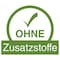Symbol für Zusatzstoff-Freiheit: Häkchen und Aufschrift „Ohne Zusatzstoffe“ in Grün