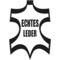 Kontur einer Lederhaut mit dem Schriftzug „ECHTES LEDER“ in der Mitte – weist echtes Leder aus.