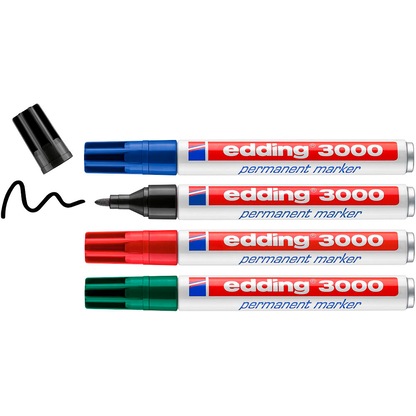 Artikelbild 2 für edding 3000 Permanentmarker farbsortiert 1,5 - 3,0 mm, 4 St., Artikelnummer 580410