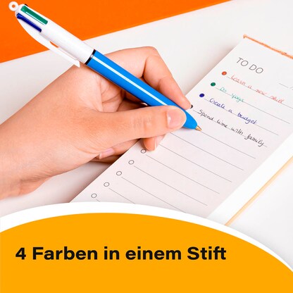 Artikelbild 2 für BIC 4-Farben-Kugelschreiber 4 Colours Original hellblau/weiß, Schreibfarbe: schwarz, blau, rot, grün, 1 St., Artikelnummer 836197